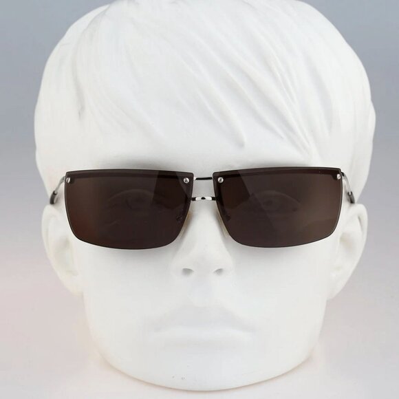 Gucci Womens GG 2653 S YB7 Vintage 90s Rectangle Semi Rimless Wrap Sunglasses - Picture 2 of 13